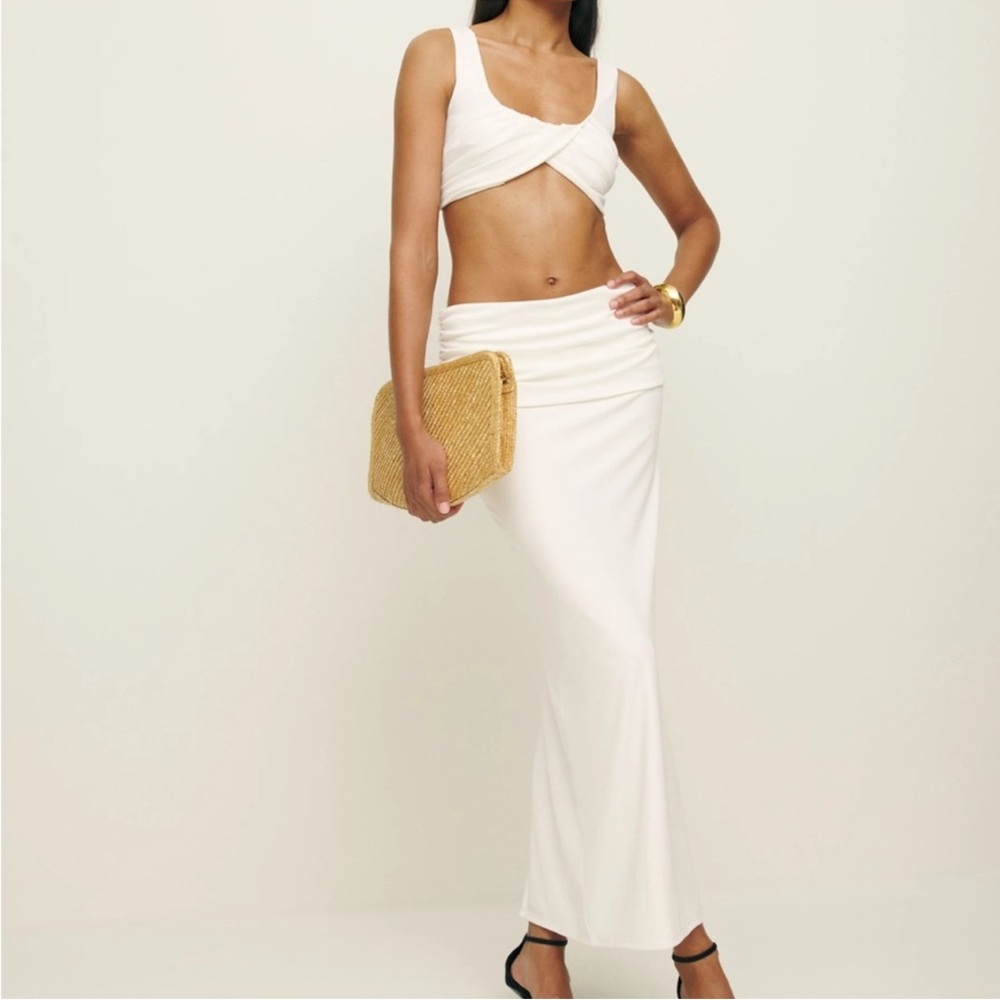 Reformation White set maxi skirt and crop top